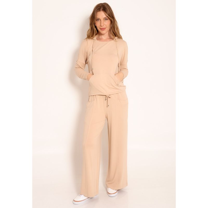 Calça Pantalona Com Bolso Frontal