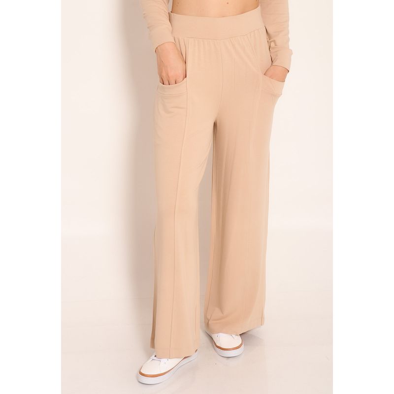 Calça Pantalona Com Bolso Frontal