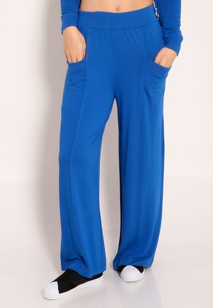 Calça Pantalona Com Bolso Frontal