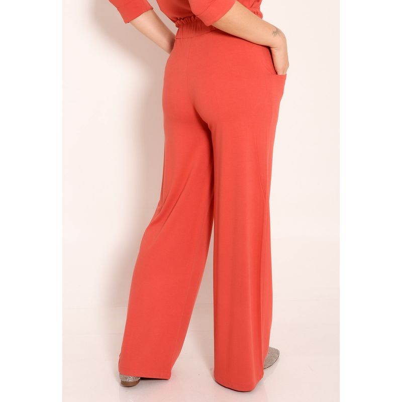 Calça Pantalona Bolso Frontal e Cordão Para Ajuste