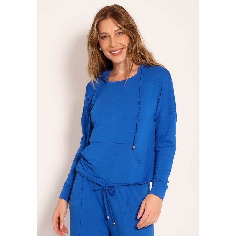 Blusa Com Capuz Bolso Canguru e Amarração