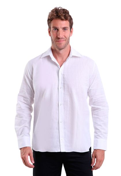 Camisa de Linho Social Masculina Branco