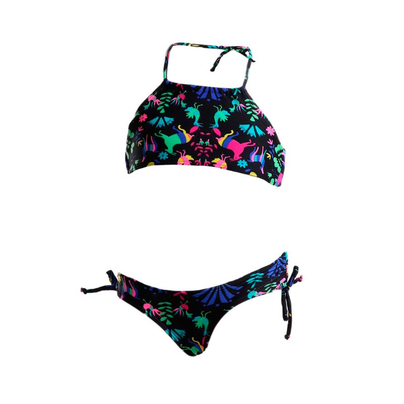 Conjunto de Biquíni Infantil Preto com Neon
