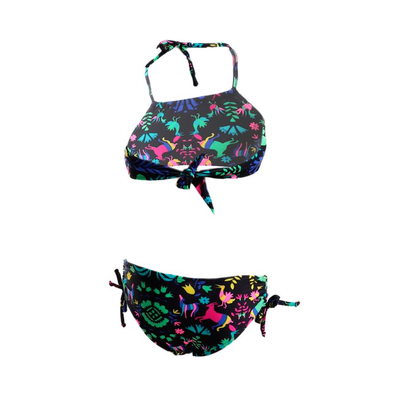 Conjunto de Biquíni Infantil Preto com Neon