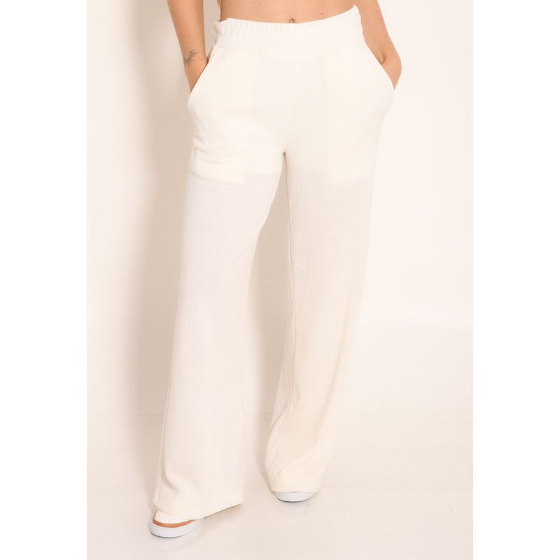 Calça Pantalona em Tricot Com Forro Finlandia