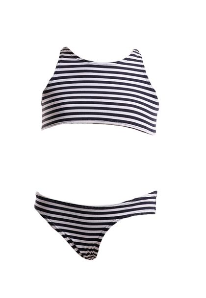 Conjunto de Biquíni Infantil Preto Listrado