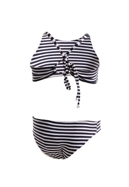 Conjunto de Biquíni Infantil Preto Listrado