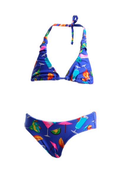 Conjunto de Biquíni Infantil Azul Royal com Estampa