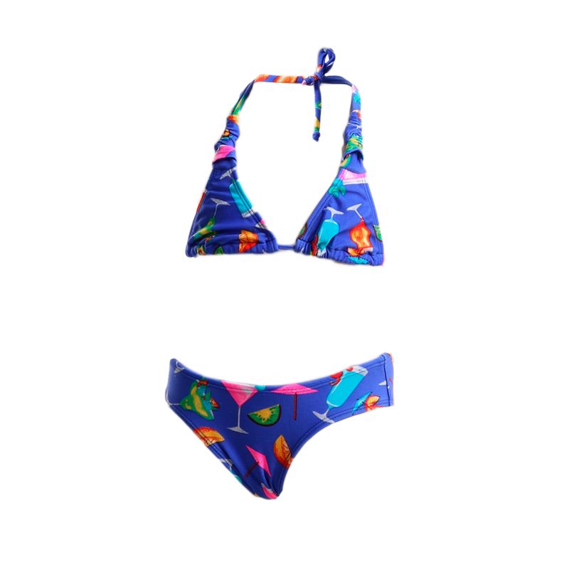 Conjunto de Biquíni Infantil Azul Royal com Estampa