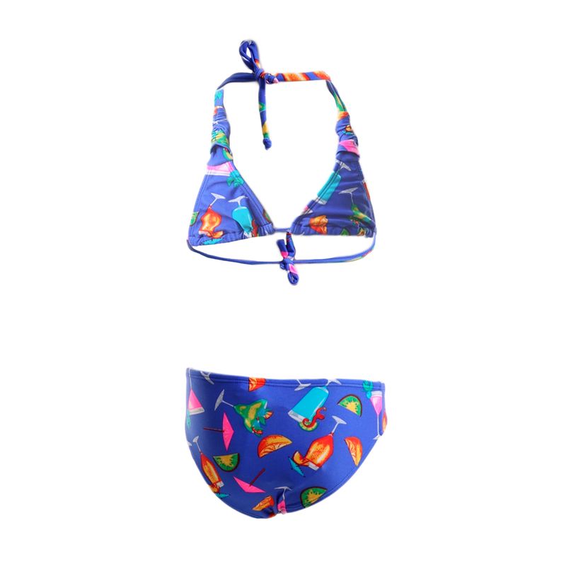 Conjunto de Biquíni Infantil Azul Royal com Estampa