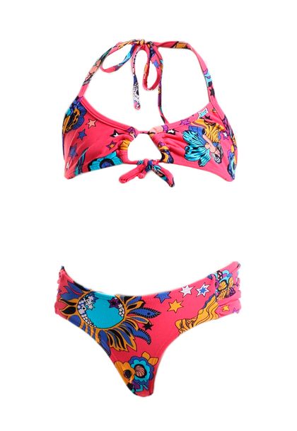 Biquini Infantil Rosa Florido