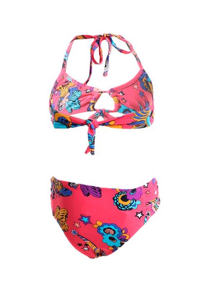 Biquini Infantil Rosa Florido