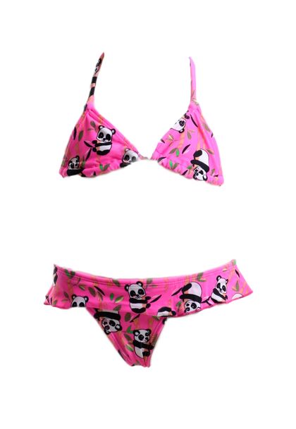 Conjunto de Biquíni Infantil Panda Rosa