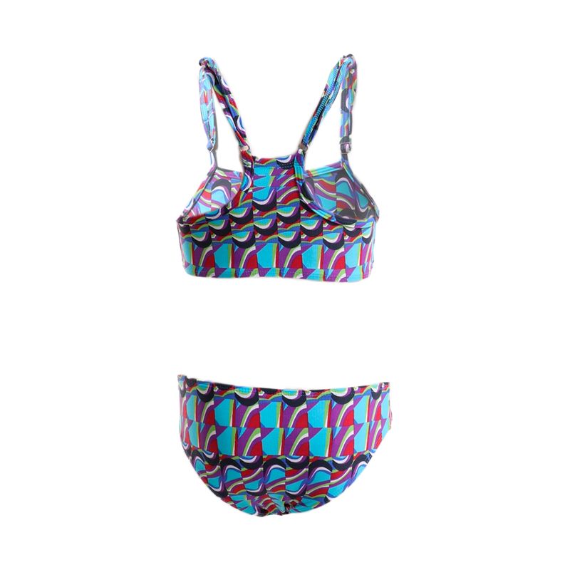 Conjunto de Biquíni Infantil Vinho com Azul e Preto