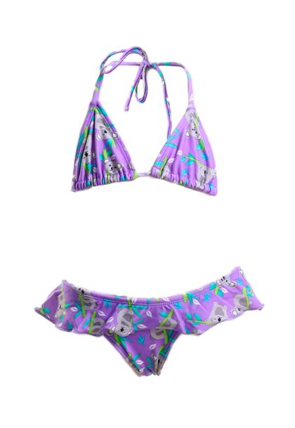 Conjunto de Biquíni Infantil Roxo com Coalas