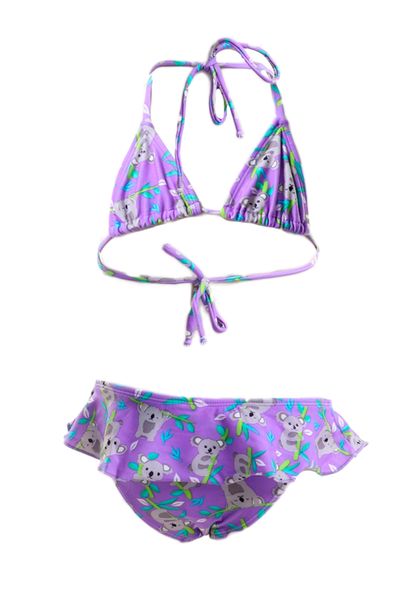 Conjunto de Biquíni Infantil Roxo com Coalas