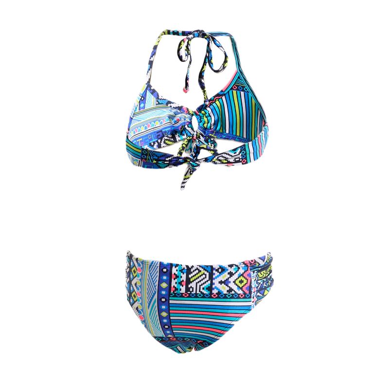 Conjunto de Biquíni Infantil Branco Quadriculado