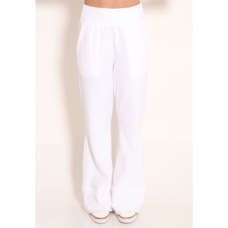 Calça Texturizada Aspen Pantalona Com Bolso e Cós Alto