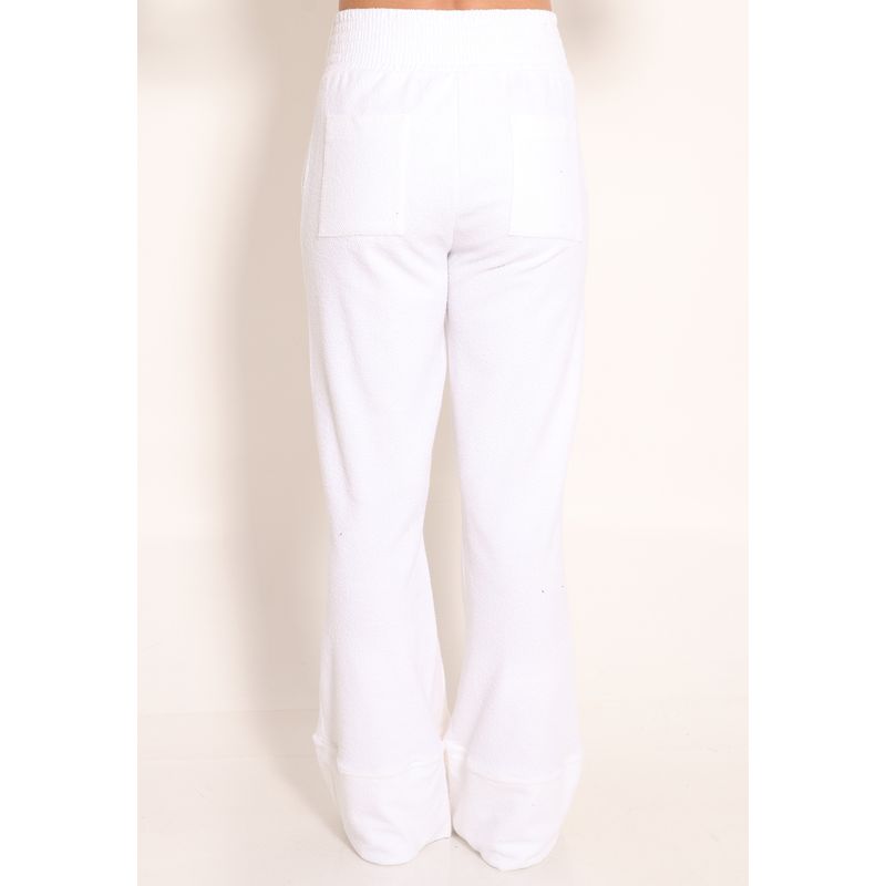 Calça Texturizada Aspen Pantalona Com Bolso e Cós Alto