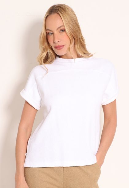 Blusa Texturizada Aspen Com Manga Japonesa