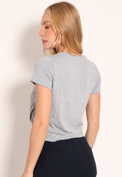 Blusa De Tricot Com Botões Lateral