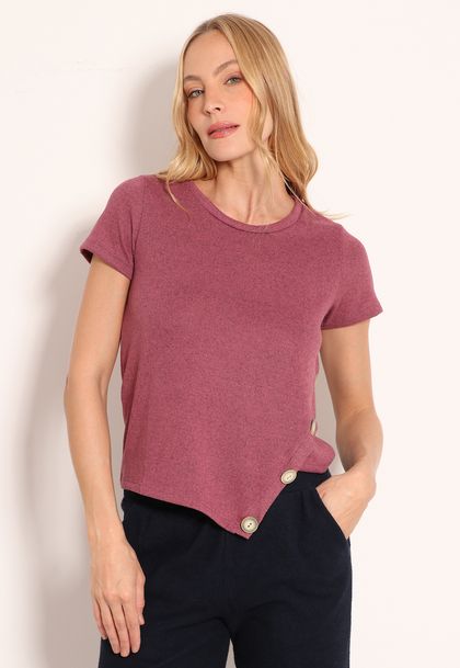 Blusa De Tricot Com Botões Lateral