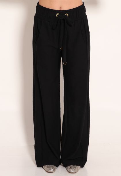 Calça Moletinho Pantalona Com Cordão