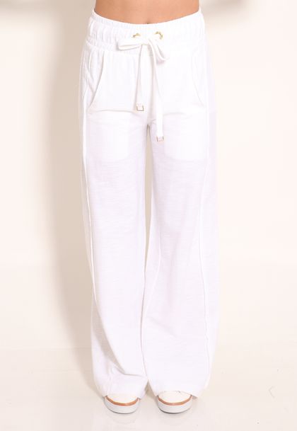 Calça Moletinho Pantalona Com Cordão