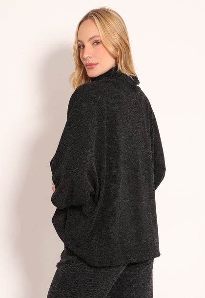 Poncho Gola Alta e Manga Curta Tricot Finlandia