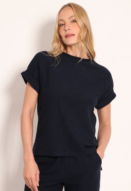 Blusa Texturizada Aspen Com Manga Japonesa