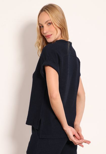 Blusa Texturizada Aspen Com Manga Japonesa