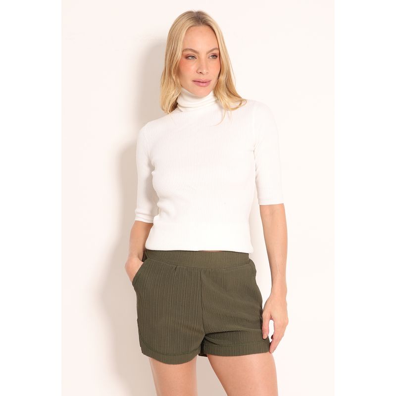 Shorts Feminino Com Bolsos Plissado