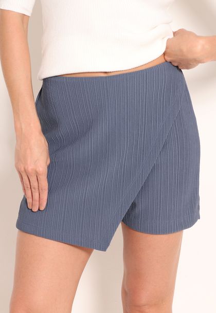 Shorts Saia Feminino Plissado Com Fenda