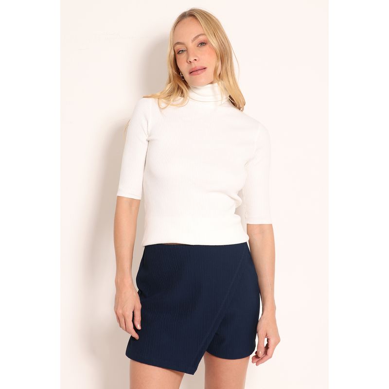 Shorts Saia Feminino Plissado Com Fenda