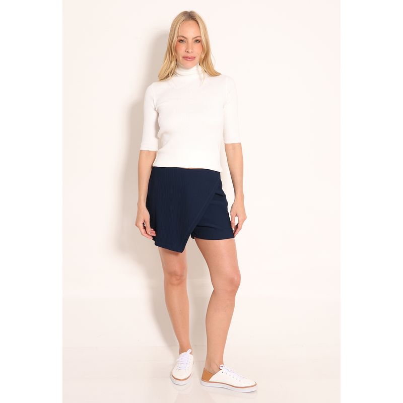 Shorts Saia Feminino Plissado Com Fenda