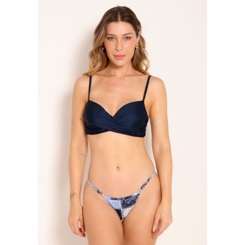 Top De Biquíni Bojo Push Up Transpassado Trilobal