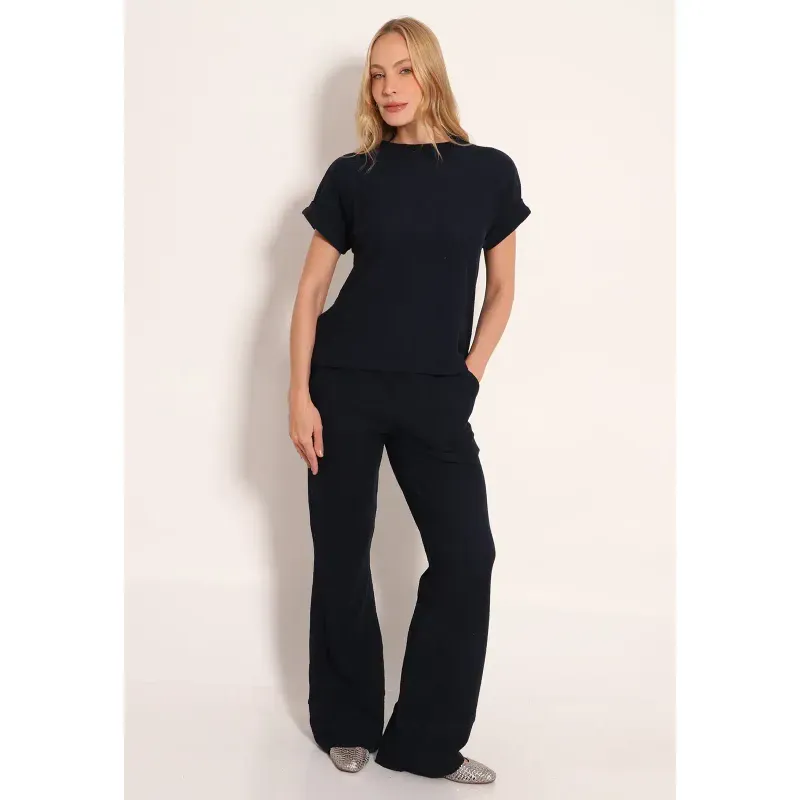 Conjunto Aspen Blusa Texturizada e Calça Pantalona