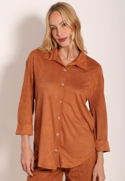 Camisa Suede Manga 3/4 Mullet