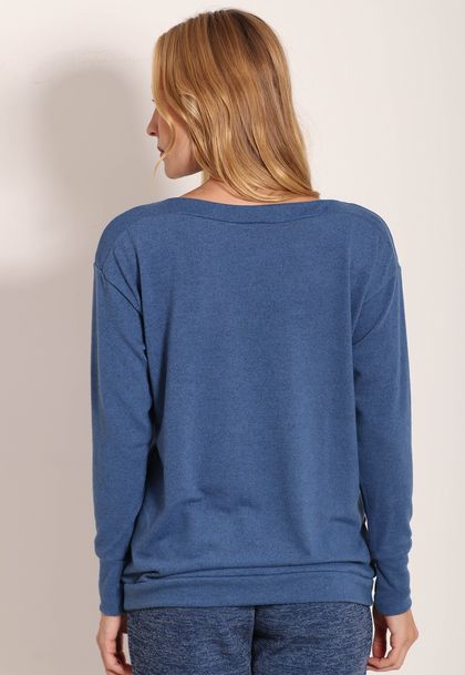 Blusa Feminina Gola Canoa Manga Longa Tricot New