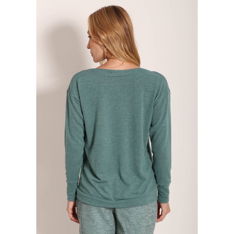 Blusa Feminina Gola Canoa Manga Longa Tricot New