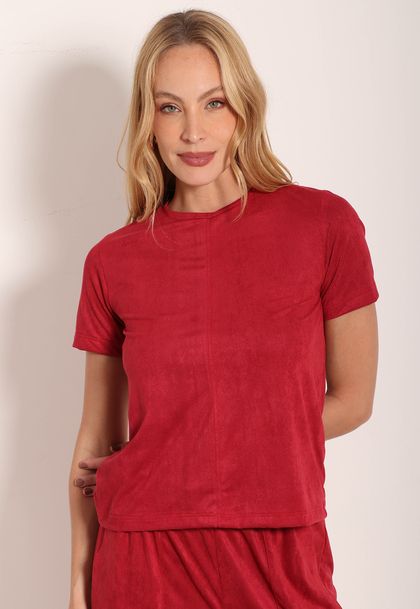 Camiseta Suede Feminina Casual