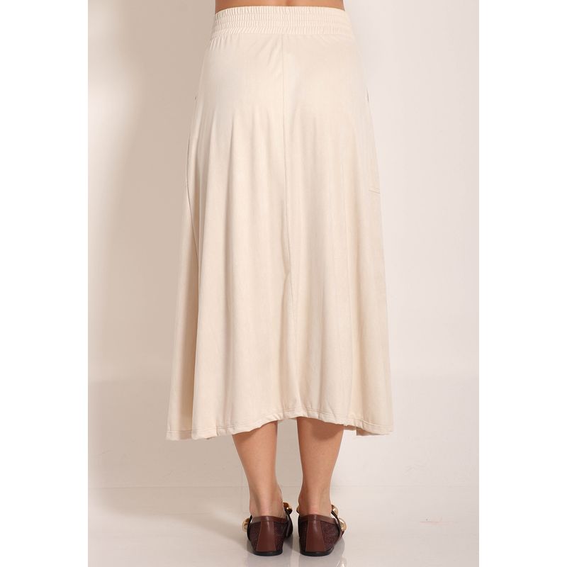 Saia Suede Midi Com Bolso Chapado