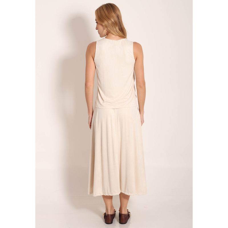 Saia Suede Midi Com Bolso Chapado