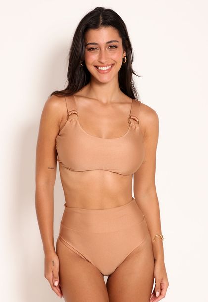 Conjunto de Biquíni Pequim Top Com Argola e Calcinha HotPants