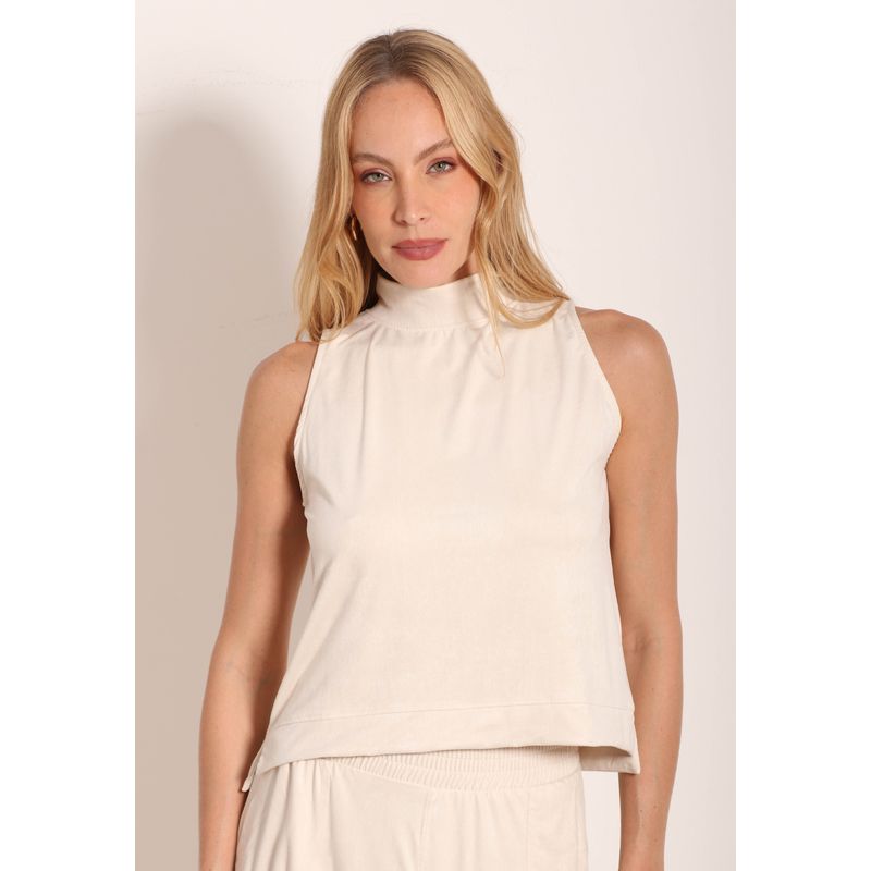 Regata Feminina Básica Suede Gola Alta
