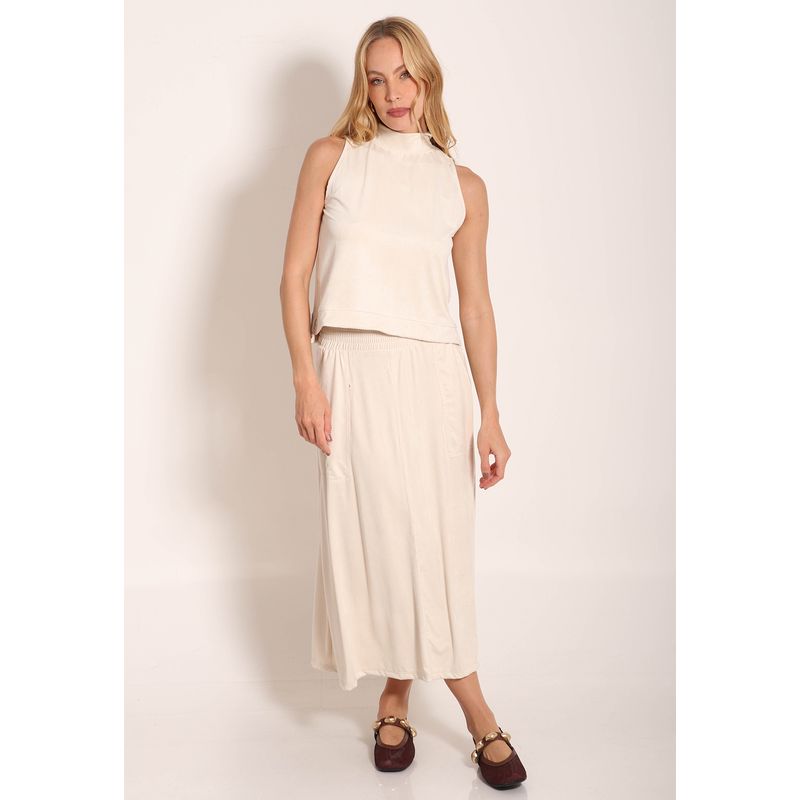 Regata Feminina Básica Suede Gola Alta