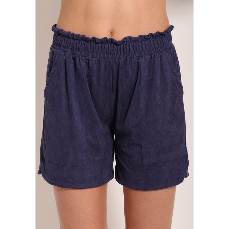 Short Suede Com Bolso Chapado