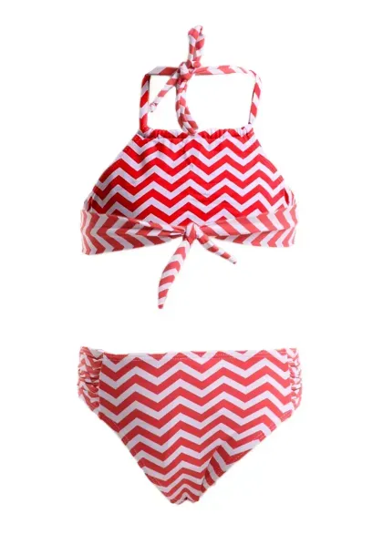 Conjunto de Biquíni Infantil Laranja com Branco