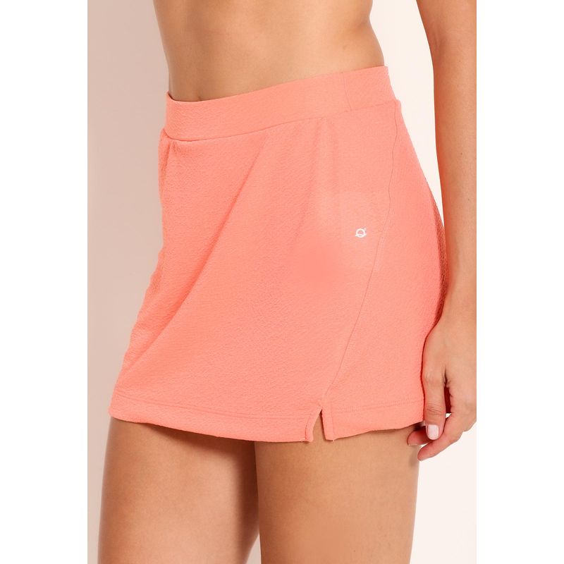 Short Saia Malhado Duna Com Recorte e Cós Reto