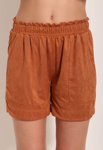Short Suede Com Bolso Chapado